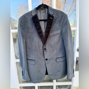 VTG Men’s Velvet Blue & Black Checked Blazer by Berry Adams sz 52